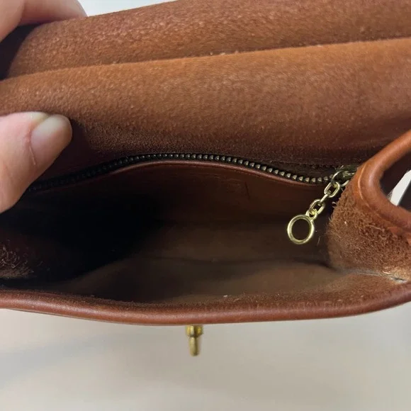 Vintage Coach Murphy Turnlock Leather Crossbody Bag British Tan Leather - Picture 7 of 12